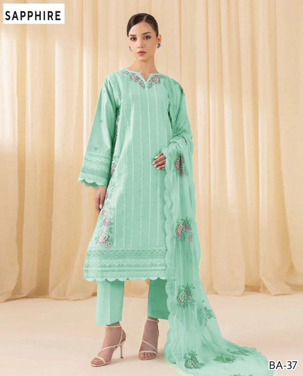 SAPPHIRE EMBROIDERED BANADORA LAWN 3pc