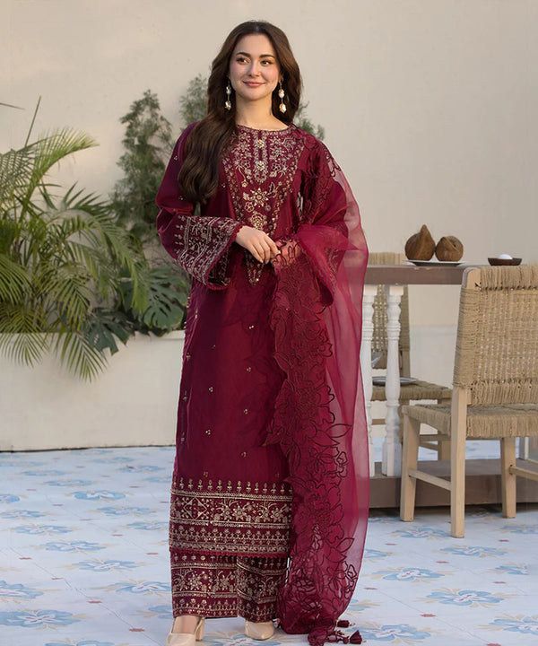 Ally’s WINTER EMBROIDERY 3pc with ORGANZA CUTWORK DUPPATA
