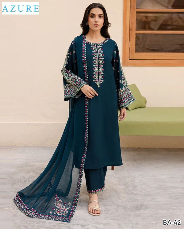 Azure Embroidered BANADORA Lawn 3pc